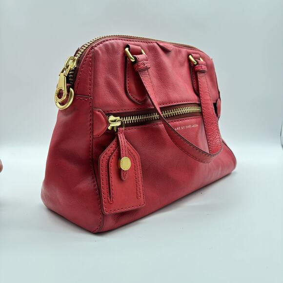 Marc by Marc Jacobs Satchel Handbag Womens Red Medium Leather Purse - Picture 7 of 12